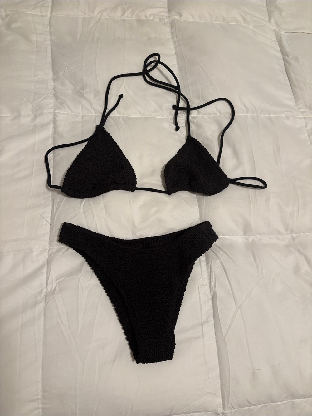 Heat Swimwear Black Triangle Bikini Set OS